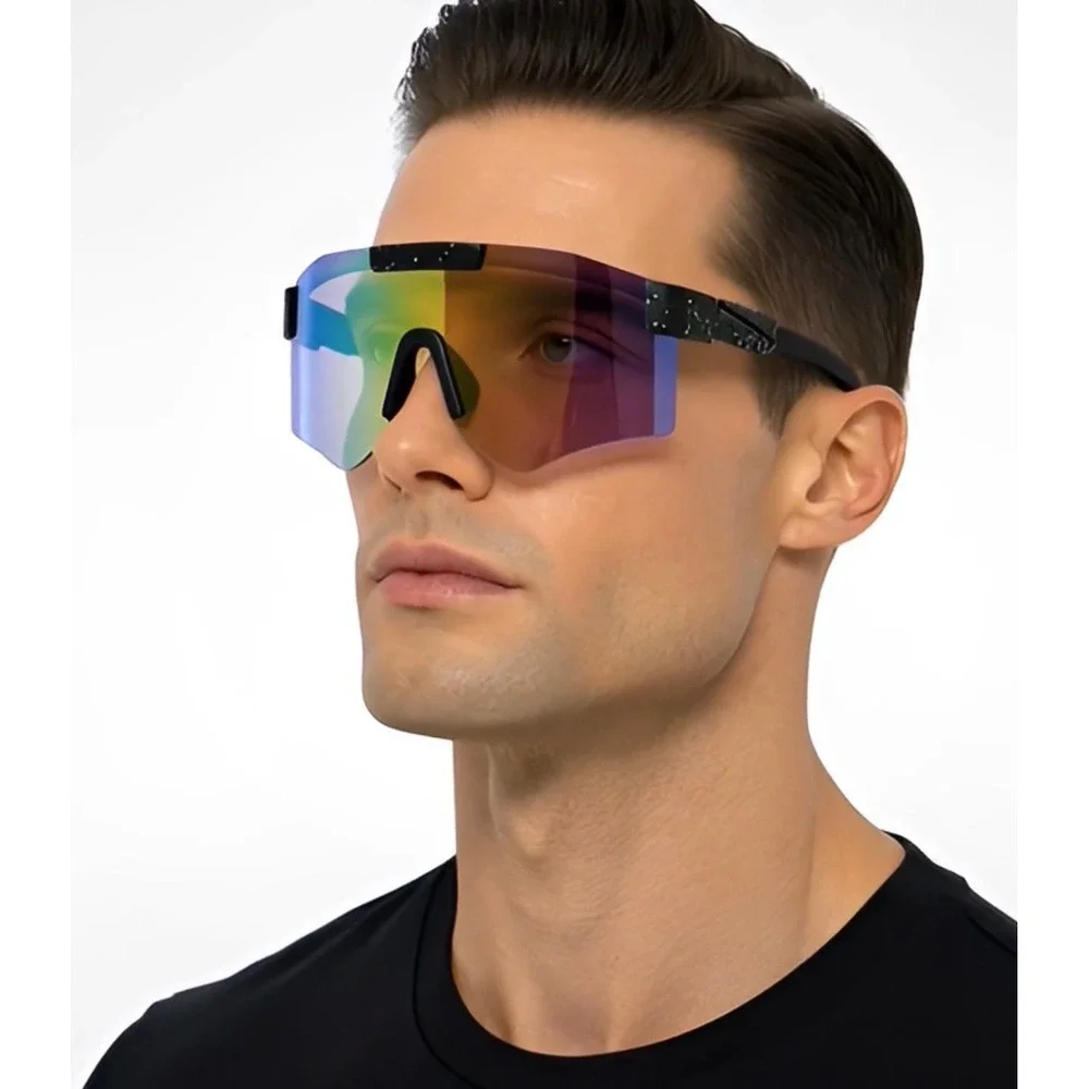 Shield Sunglasses Mirrored Visor Cyclops Futuristic Rave Party Sunglasses Lentes